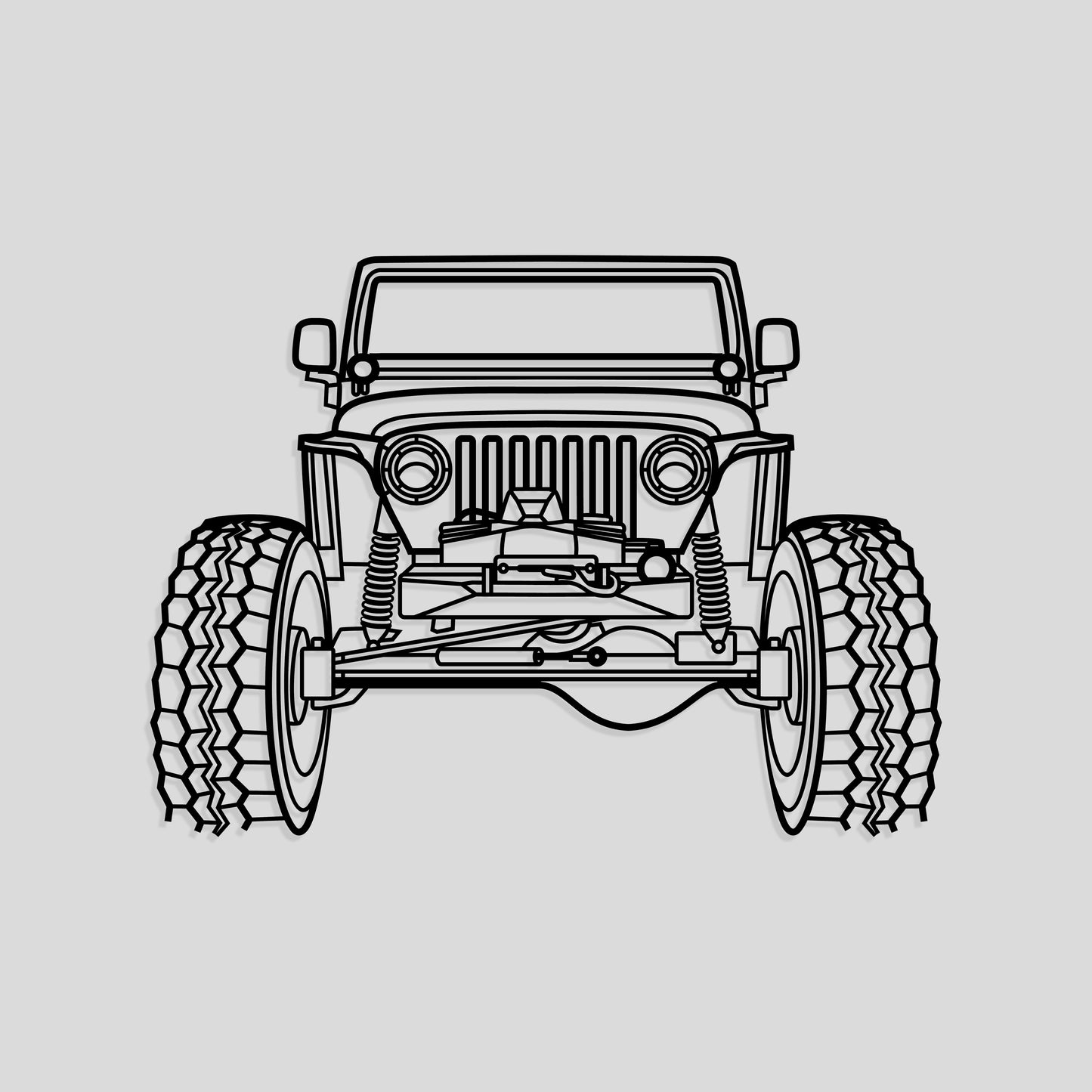 Off-Road 4x4 Silhouette – TJ Model Inspired Front View
