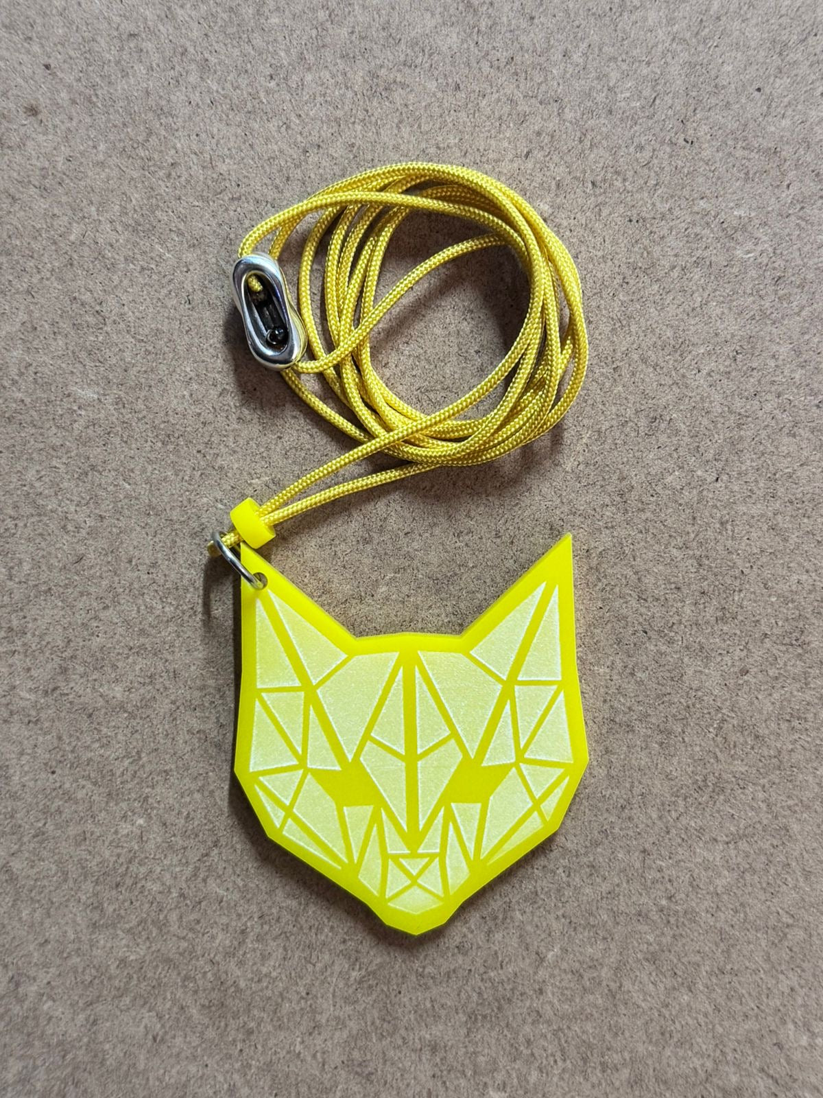 Geometric Cat Laser-Cut Acrylic Pendant | Bold and Modern