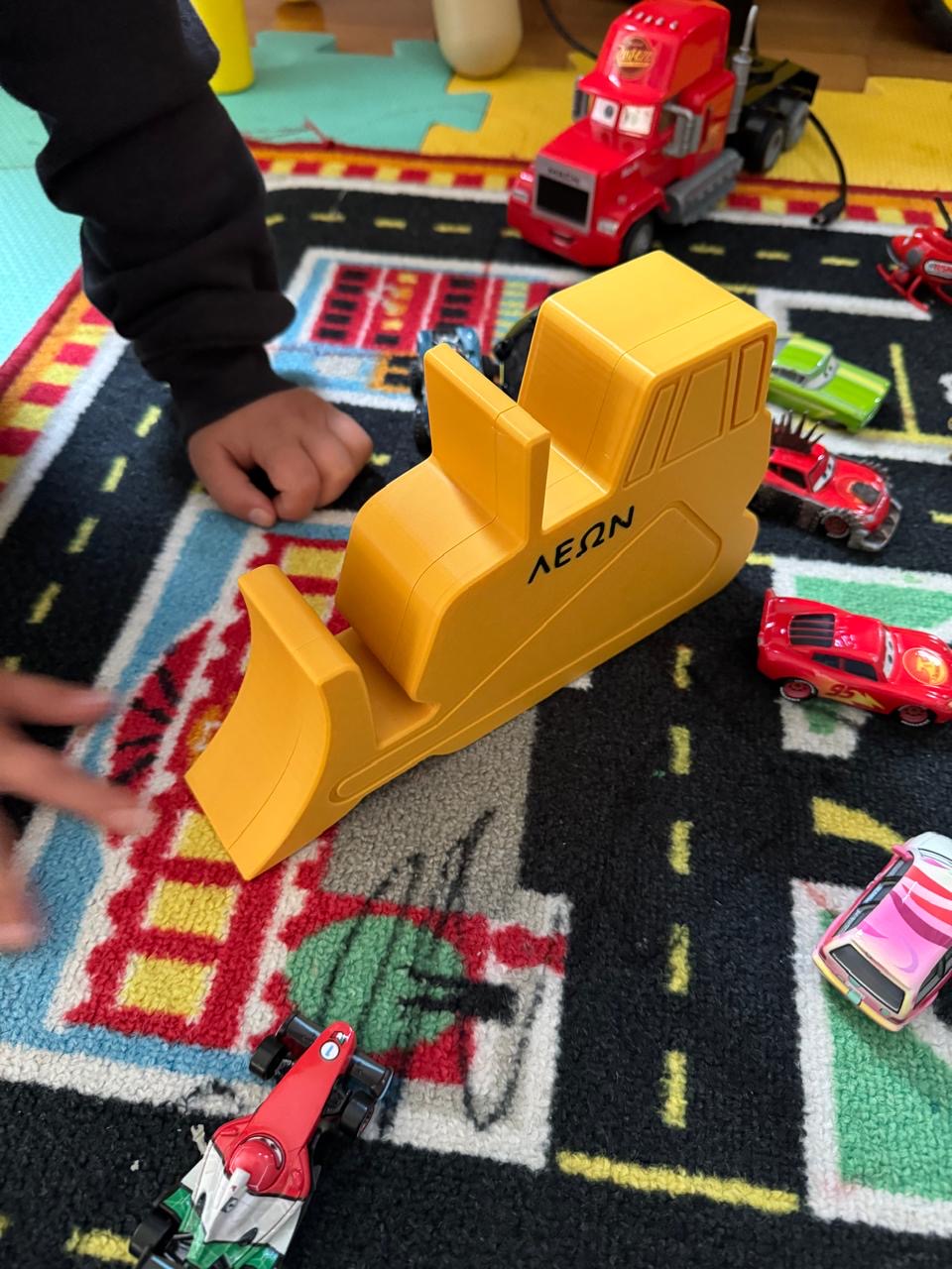 3D Printed Bulldozer Toy Organizer – Personalized Storage