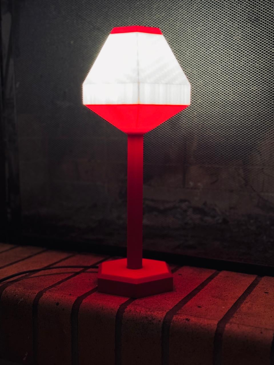 Custom 3D Printed Hexagon LED Lamp | Modern Table Lamp with Warm White Light