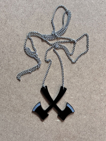 Double Axe Laser-Cut Acrylic Pendant | Bold and Edgy
