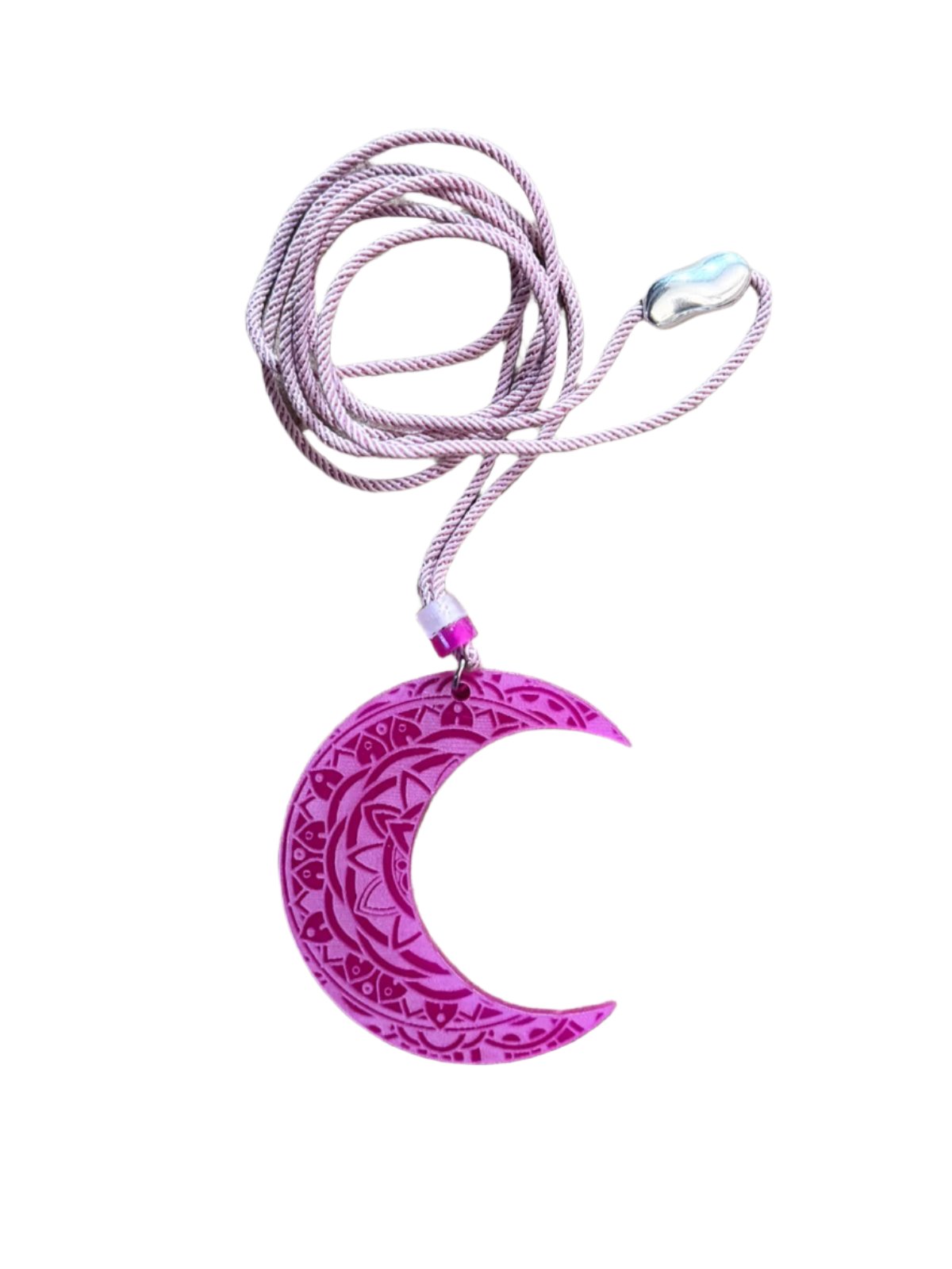 Crescent Moon Laser-Cut Acrylic Pendant | Mystical and Elegant