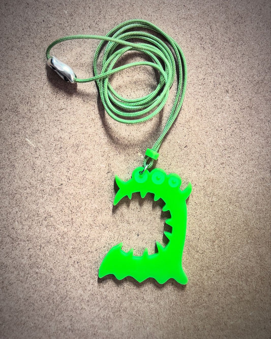 Monster Series M23 | Green Monster Mouth Pendant Necklace