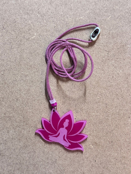 Lotus and Meditating Figure Laser-Cut Acrylic  Pendant | Peaceful and Spiritual
