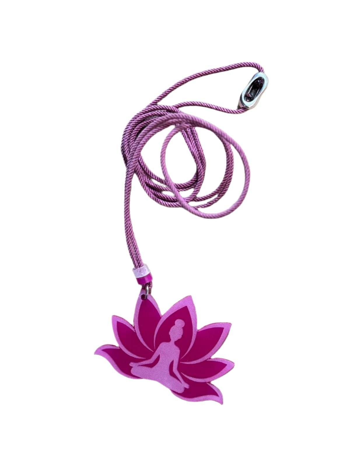 Lotus and Meditating Figure Laser-Cut Acrylic  Pendant | Peaceful and Spiritual