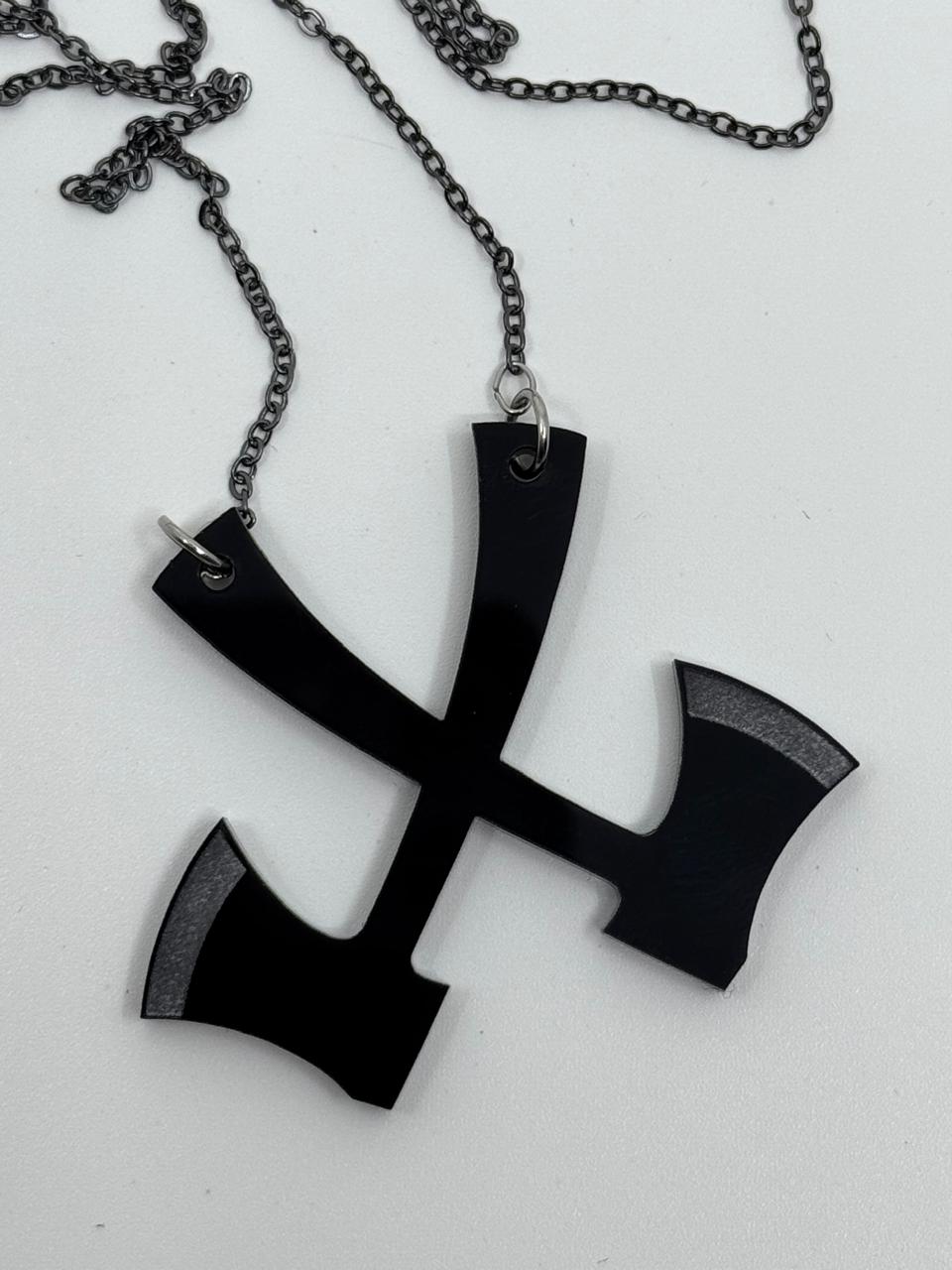 Double Axe Laser-Cut Acrylic Pendant | Bold and Edgy