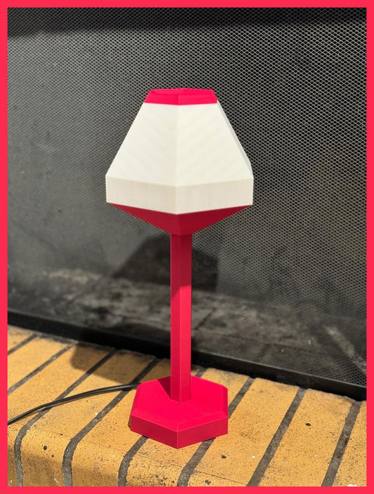 Custom 3D Printed Hexagon LED Lamp | Modern Table Lamp with Warm White Light