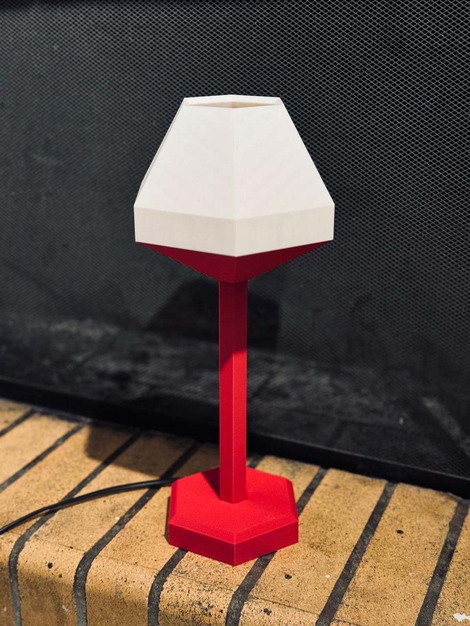 Custom 3D Printed Hexagon LED Lamp | Modern Table Lamp with Warm White Light