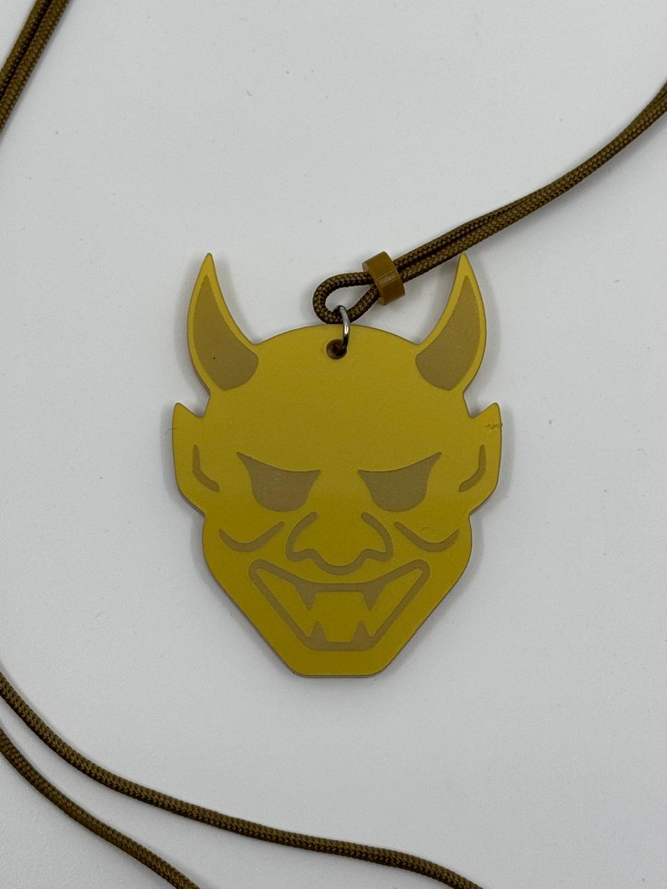 Oni Mask Laser-Cut Acrylic Pendant | Bold and Striking