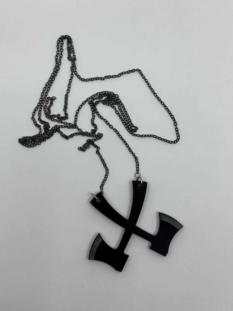 Double Axe Laser-Cut Acrylic Pendant | Bold and Edgy