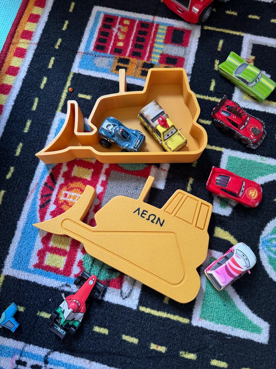 3D Printed Bulldozer Toy Organizer – Personalized Storage